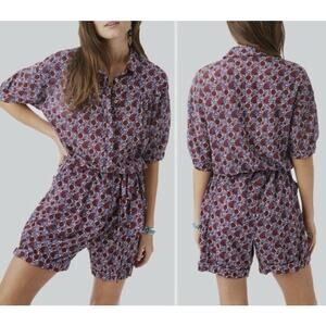 NEW Xirena Grady Canyon Romper Size Small Purple Red Paisley Cotton Summer